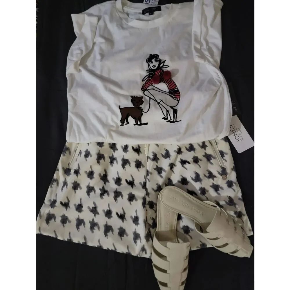 🆕️🏃♀️Jones New York Sport Geometric Print Joggers, Sz L & XL Blk/Wht